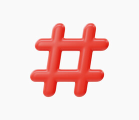 3d Realistic Hashtag symbol vector illustration.