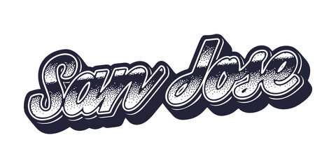 San Jose city name in retro three-dimensional graphic style