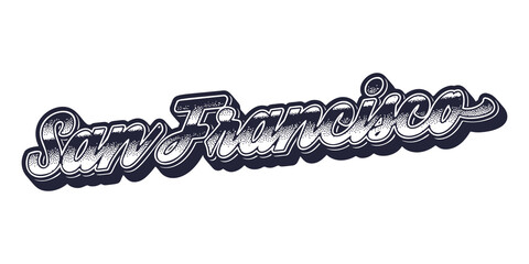 San Francisco city name in retro three-dimensional graphic style