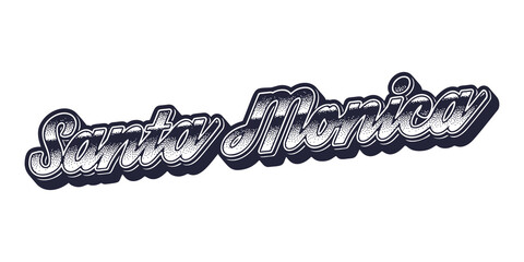 Santa Monica city name in retro three-dimensional graphic style