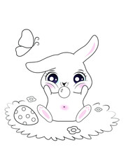 Cute little bunny sitting on the grass