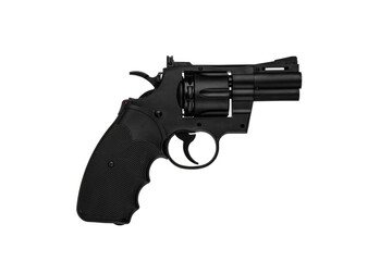 Air gun. Modern pneumatic weapon for air soft, sports and entertainment. A dummy, a copy of a real pistol revolver. Isolate on a white back.