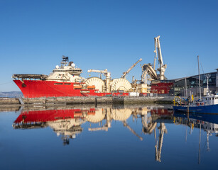 Industrial ships in Trondheim harbor, Trøndelag, Norway