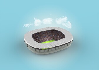 Stadium and clouds on blue background, 3d rendering	
