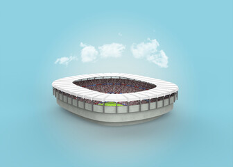 Stadium and clouds on blue background, 3d rendering - 497078816