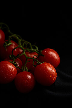 Close-Up Of Tomato Against black Background