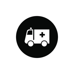 Ambulance icon circle black color editable. Hospital icon.