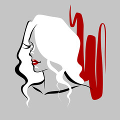 Fashion illustration of a woman looking away.