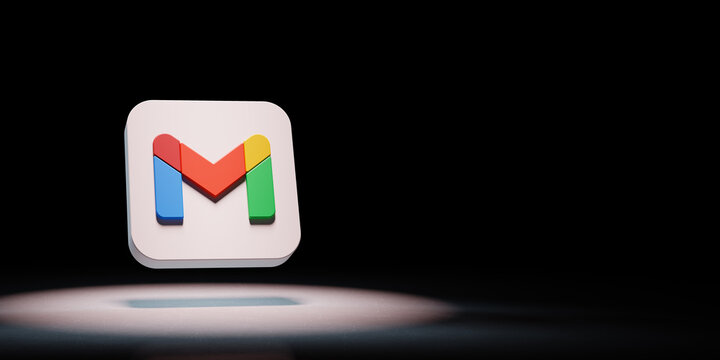 Gmail App Icon Spotlighted on Black Background