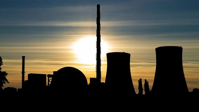 at Sunset, Time Lapse with Colorful Sky and Dark Silhouette of