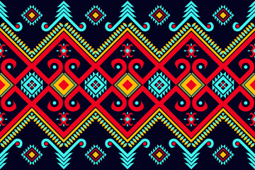 Gemetric ethnic oriental ikat pattern traditional Design for background,carpet,wallpaper,clothing,wrapping,batic,fabric,vector. Decorative strip for textiles.