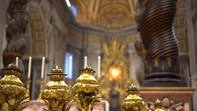 Gold Flaked Candles inside the Vatican, Rome