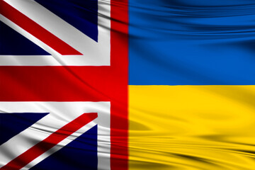 Great Britain (UK) and Ukraine (UA). Flag of Great Britain and flag of Ukraine.. The concept of aid, association of countries, political and economic relations. sanction against Russia.