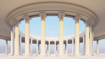 Fototapeta premium Classic semicircular interior with columns 3d render