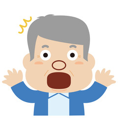 シニア男性の表情：驚いた顔