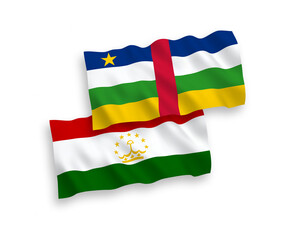 Flags of Central African Republic and Tajikistan on a white background