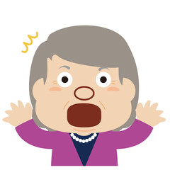 シニア女性の表情：驚いた顔