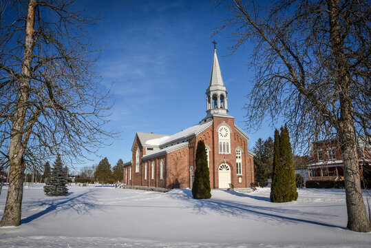 Centennial Church of Saint-Bernard-de-Michaudville in Quebec in winter