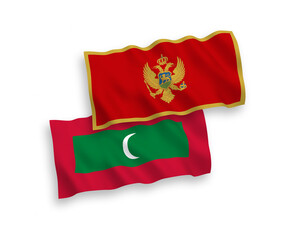 Flags of Montenegro and Maldives on a white background