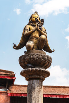 Statue image Hanuman guarding in Patan Durbar square is situated at the centre of Lalitpur, Kathmandu Valley, Nepal - Asia