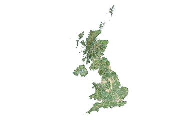 Isolated map of United Kingdom with capital, national borders, important cities, rivers,lakes. Detailed map of United Kingdom suitable for large size prints and digital editing.