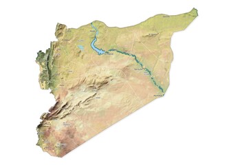 Isolated map of Syria with capital, national borders, important cities, rivers,lakes. Detailed map of Syria suitable for large size prints and digital editing.
