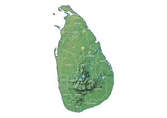 Isolated map of Sri Lanka with capital, national borders, important cities, rivers,lakes. Detailed map of Sri Lanka suitable for large size prints and digital editing.