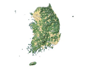 Isolated map of South Korea with capital, national borders, important cities, rivers,lakes. Detailed map of South Korea suitable for large size prints and digital editing.