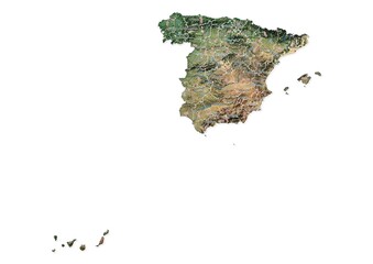 Isolated map of Spain with capital, national borders, important cities, rivers,lakes. Detailed map of Spain suitable for large size prints and digital editing.