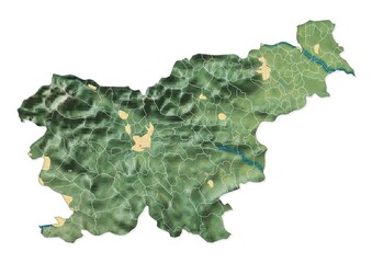 Isolated map of Slovenia with capital, national borders, important cities, rivers,lakes. Detailed map of Slovenia suitable for large size prints and digital editing.