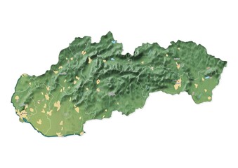 Isolated map of Slovakia with capital, national borders, important cities, rivers,lakes. Detailed map of Slovakia suitable for large size prints and digital editing.