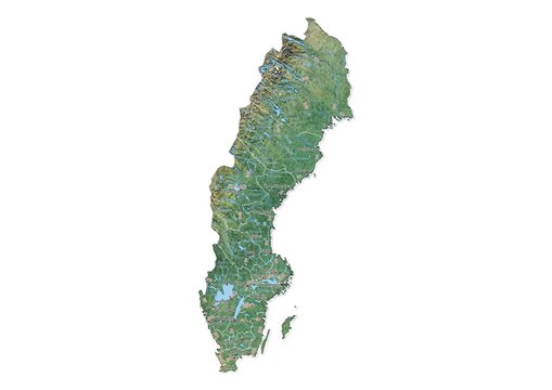Isolated map of Sweden with capital, national borders, important cities, rivers,lakes. Detailed map of Sweden suitable for large size prints and digital editing.