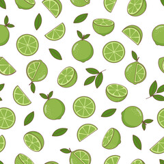 Seamless summer food pattern of lime 