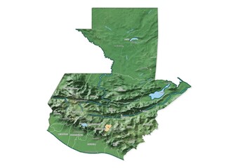 Isolated map of Guatemala with capital, national borders, important cities, rivers,lakes. Detailed map of Guatemala suitable for large size prints and digital editing.