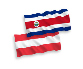 Flags of Austria and Republic of Costa Rica on a white background