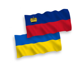 Flags of Liechtenstein and Ukraine on a white background
