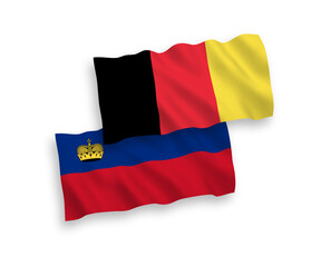 Flags of Belgium and Liechtenstein on a white background