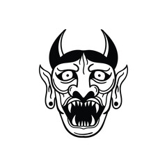 hand drawn devil face doodle illustration for tattoo stickers poster etc