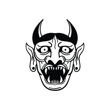 hand drawn devil face doodle illustration for tattoo stickers poster etc