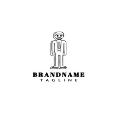 businessman logo cartoon icon design black isolated vector illustration