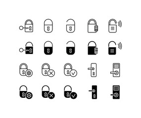 Lock and keys flat line icons set. Simple flat vector illustration for store, web site or mobile app