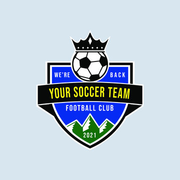 vector graphic of simple logo with blue, black, green, white and yellow color scheme. Perfect for soccer team identity