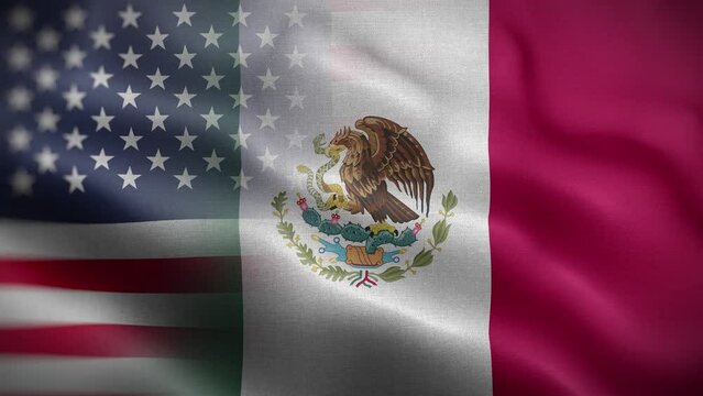 USA Mexico Flag Loop Background 4K