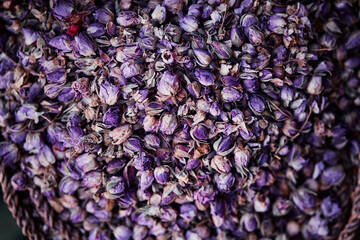 Floral textured background. Buds of dried flowers.