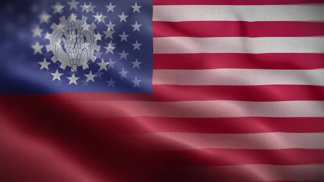 USA Myanmar Burma Flag Loop Background 4K