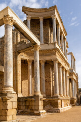 detail view of the Roman amphitheater in historic Merida