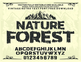 Fototapeta na wymiar NATURE FOREST VINTAGE RETRO SERIF SCRIPT FONT TYPOGRAPHY LETTERING OUTDOOR ADVENTURE ALPHABET