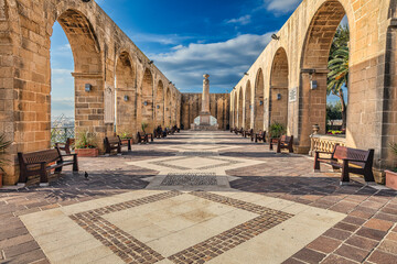 Upper Barakka Gardens in Valletta on Malta - obrazy, fototapety, plakaty