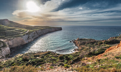 Naklejka premium Bay of Whispers on the coast of Malta
