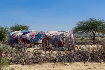 Fotobehang Hargeysa, Somaliland - November 11, 2019: Local People living in the Valley near of Laas Geel Rocks © Dave